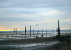 潮が引いた海岸の写真