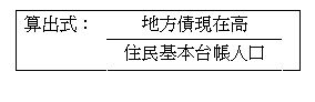 算出式　地方債現在高／住民基本台帳人口